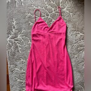 💖 Superdown Hot Pink Sparkle Mini Dress – Size Small